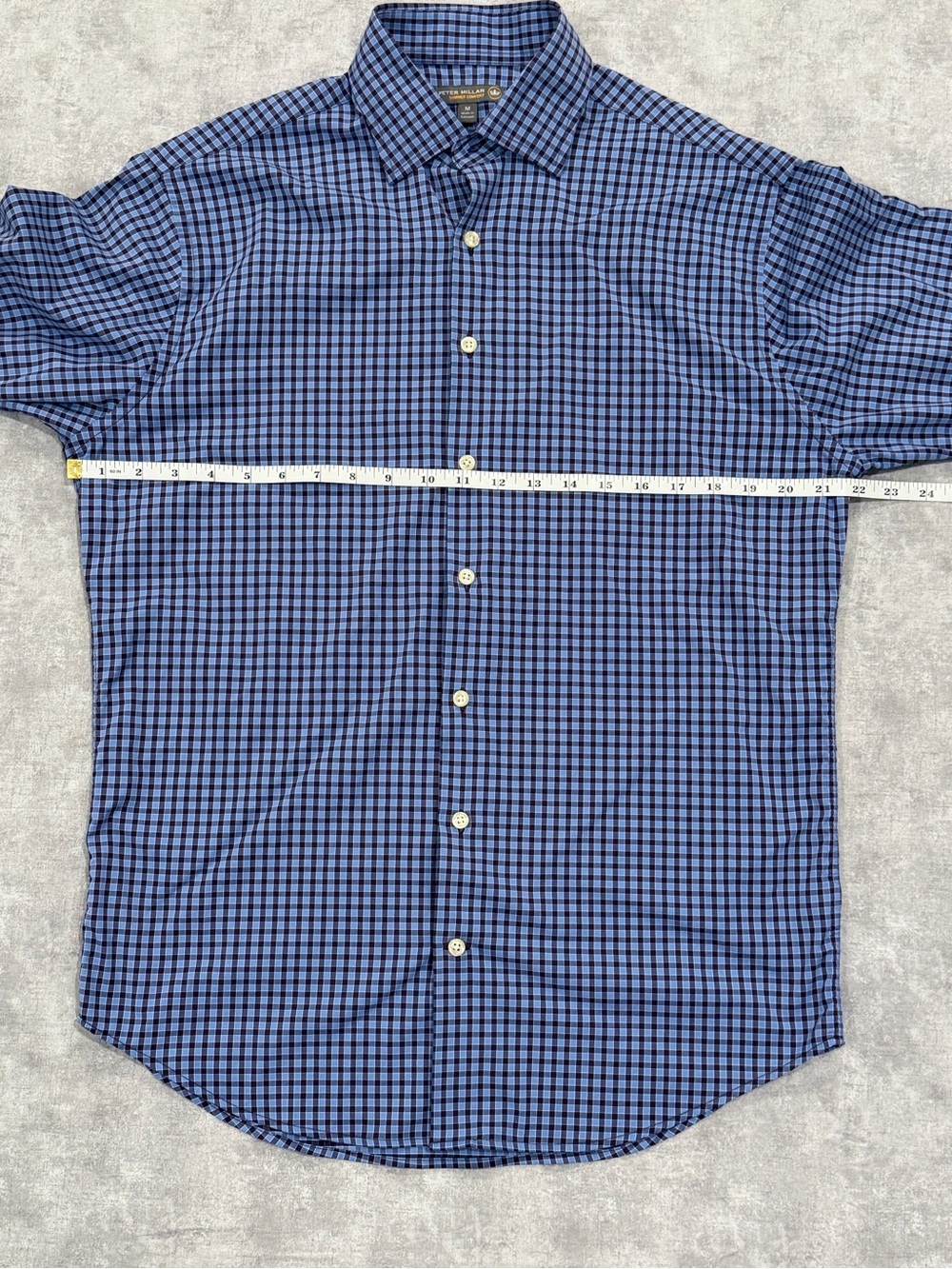 Peter Millar Blue and Navy Check Button-Down Shirt - Picture 5 of 5